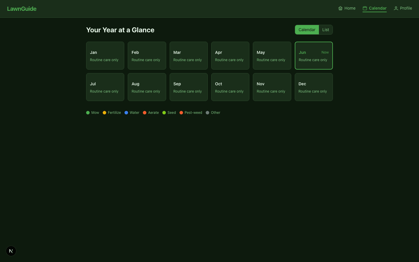 Annual calendar — desktop 1440px